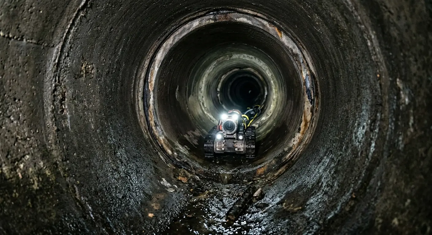 Robotic sewer camera inspecting pipe interior for Sewer Line Repair in Raymore